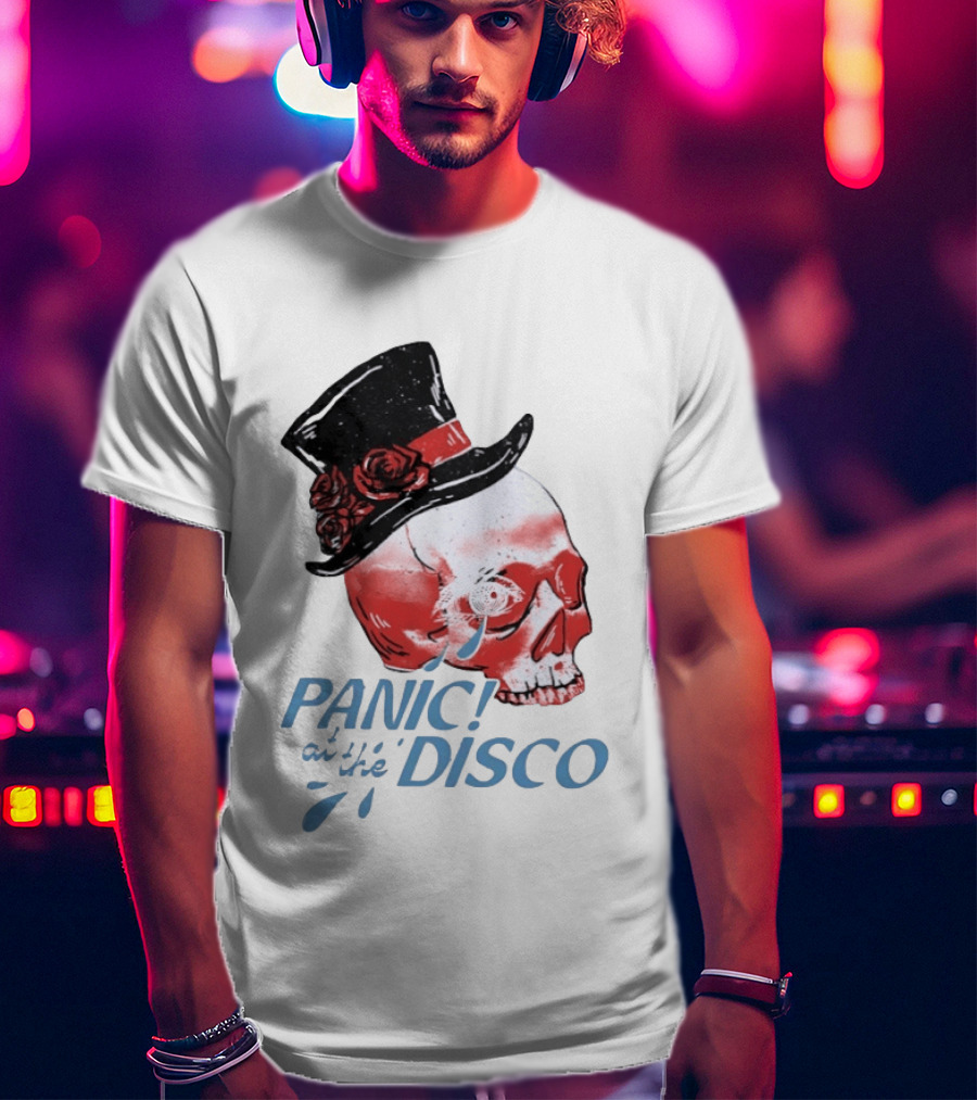 Panic At The Disco Skull Top Hat Roses T-Shirt