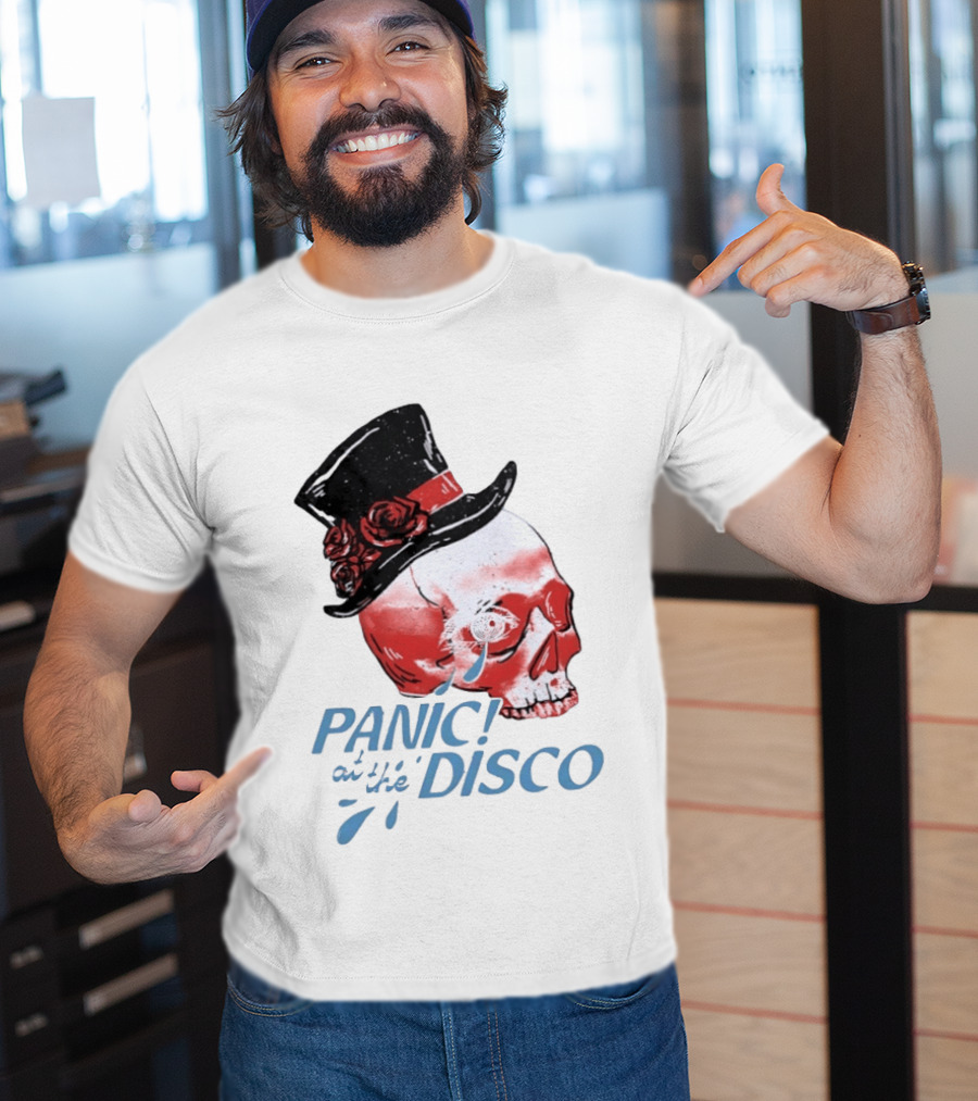 Panic At The Disco Skull Top Hat Roses T-Shirt