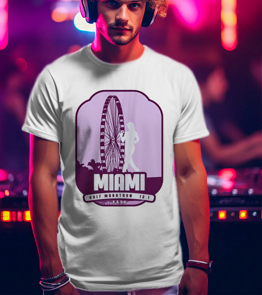 MIAMI Half Marathon 13.1 February 2 2025 Ferris Wheel T-Shirt