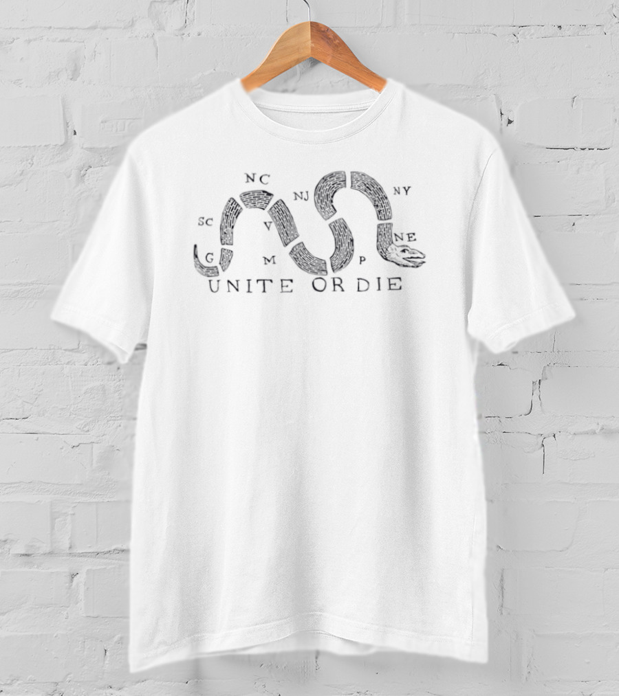 Unite Or Die Join Or Die Snake With Colonial State Abbreviations T-Shirt