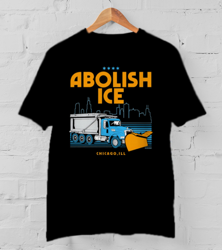 Abolish Ice Chicago ILL Snowplow Benefit Truck Skyline T-Shirt