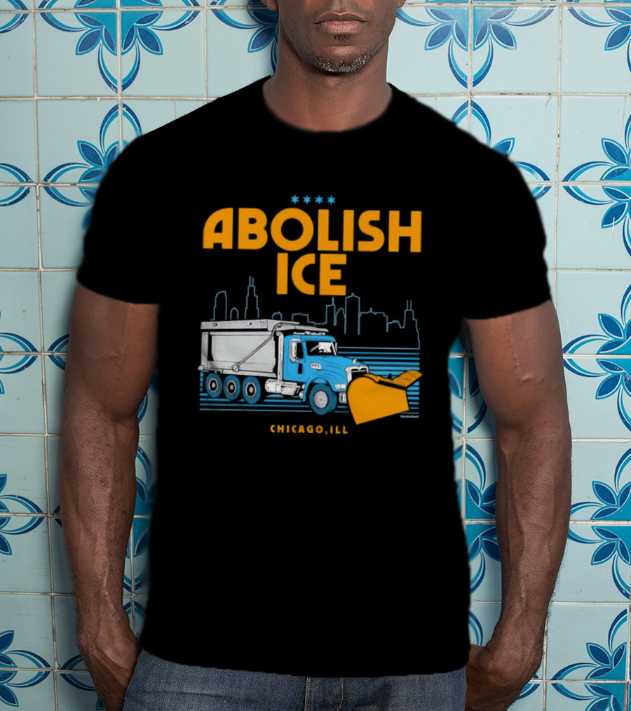 Abolish Ice Chicago ILL Snowplow Benefit Truck Skyline T-Shirt