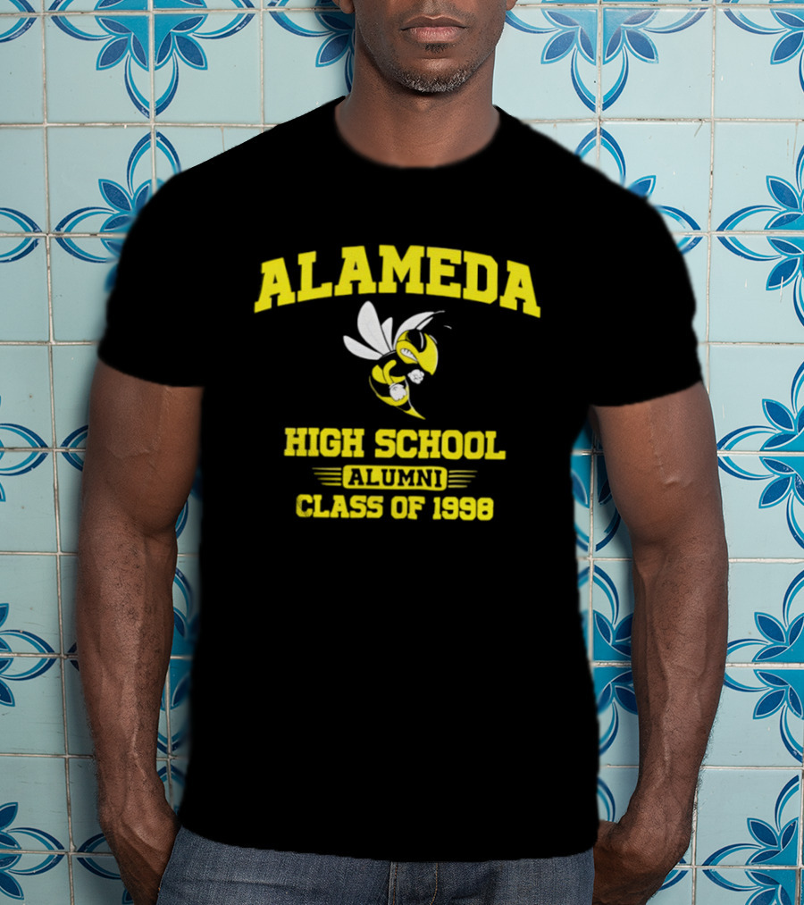 Alameda High School Alumni Class Of 1998 Hornet Yellow And White T-Shirt