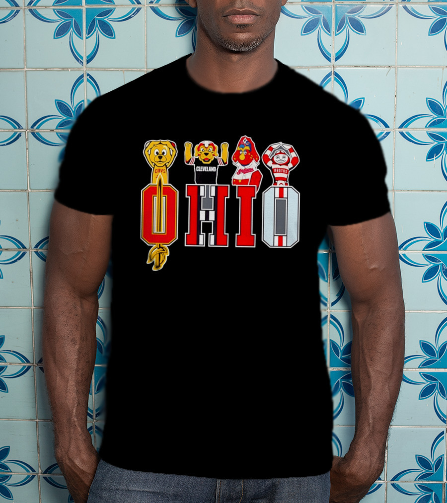 Ohio Sports Teams Cavaliers Browns Buckeyes Cardinals Logos T-Shirt