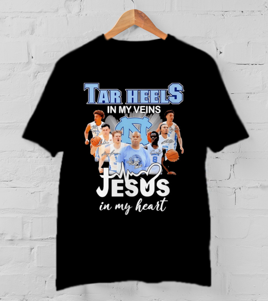 Tar Heels In My Veins Hubert Davis Jesus In My Heart T-Shirt
