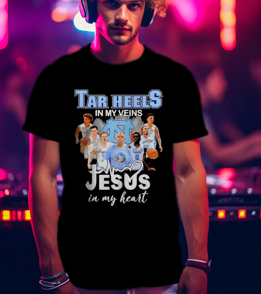 Tar Heels In My Veins Hubert Davis Jesus In My Heart T-Shirt