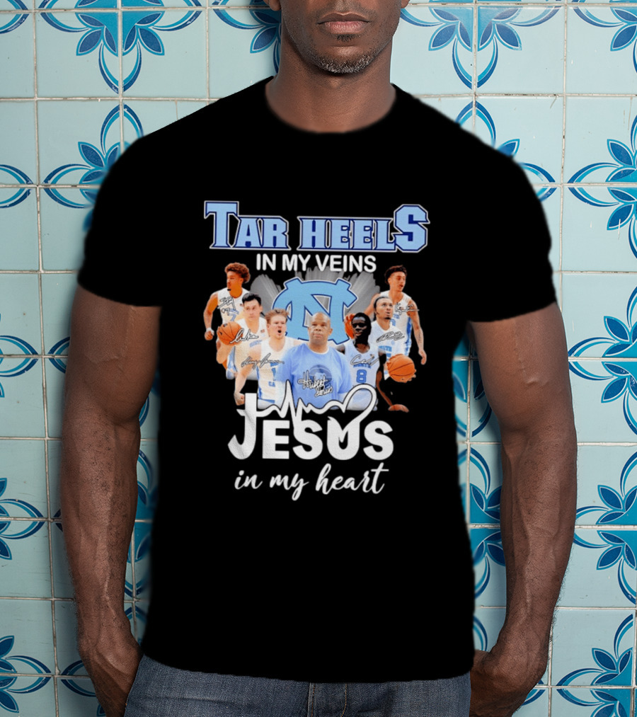 Tar Heels In My Veins Hubert Davis Jesus In My Heart T-Shirt