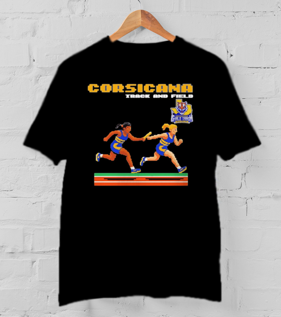 Corsicana Track And Field Pixel Art Girls Track Team Relay Baton T-Shirt