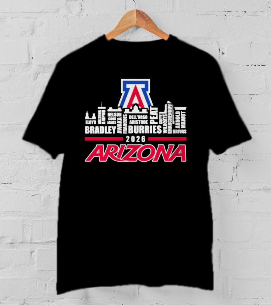 Arizona Wildcats 2026 City Names Bradley Burries Skyline T-Shirt