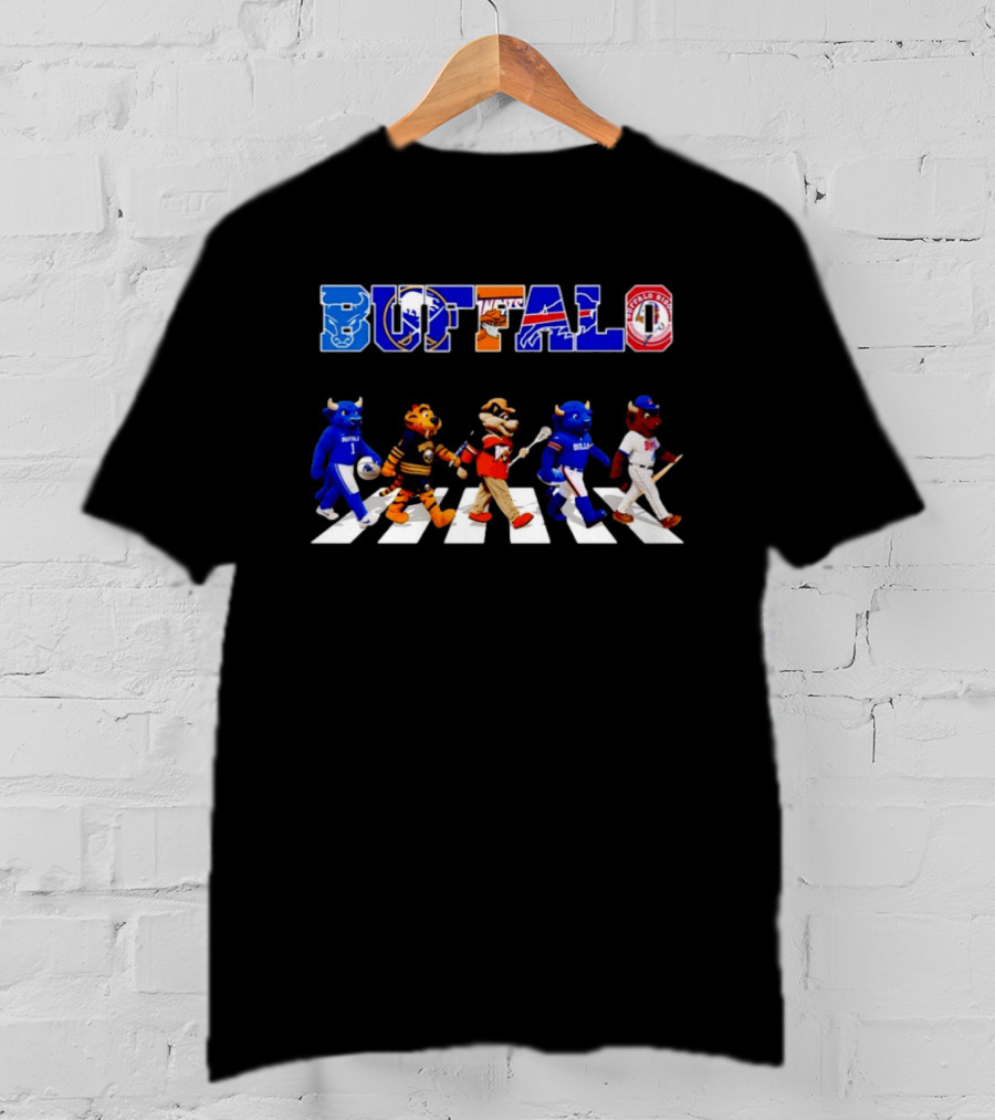 Buffalo Bills Sabres Bisons Mascots Abbey Road T-Shirt