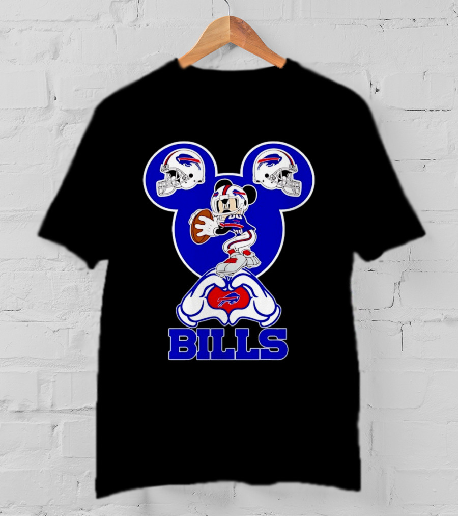Buffalo Bills Mickey Mouse Football Heart Hands T-Shirt