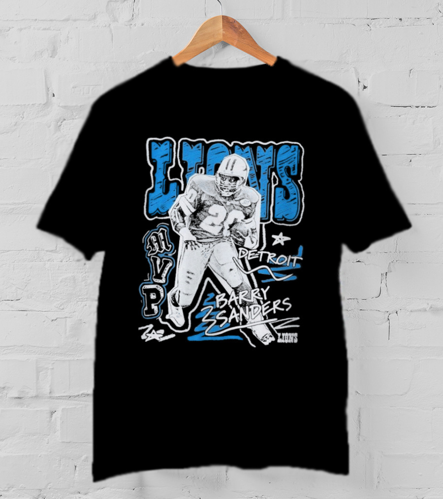 Detroit Lions MVP Barry Sanders Mitchell & Ness Chalked Up T-Shirt