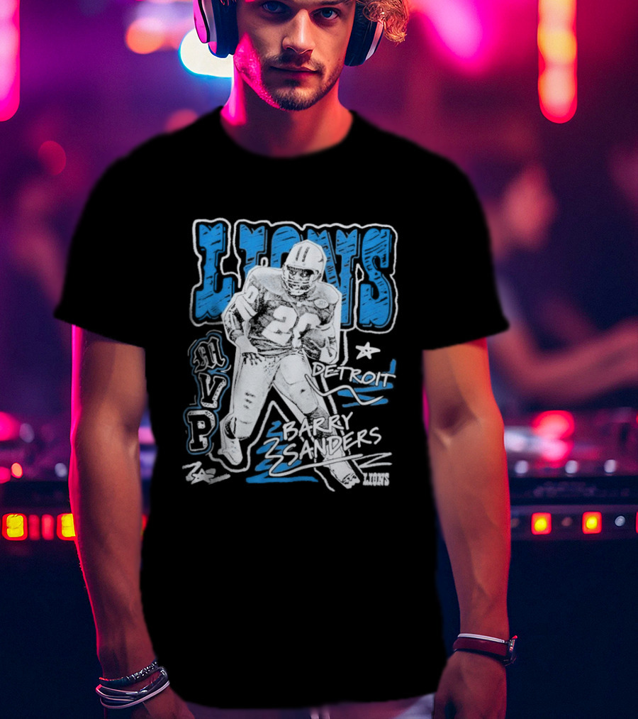 Detroit Lions MVP Barry Sanders Mitchell & Ness Chalked Up T-Shirt