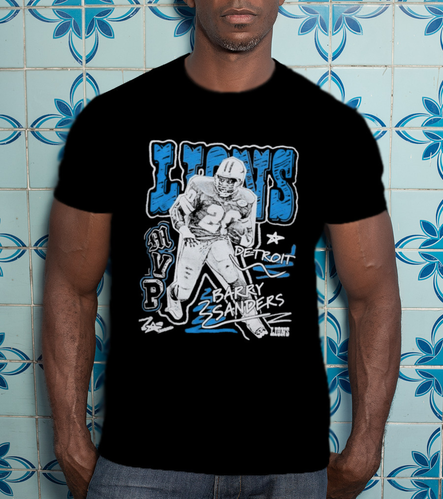 Detroit Lions MVP Barry Sanders Mitchell & Ness Chalked Up T-Shirt