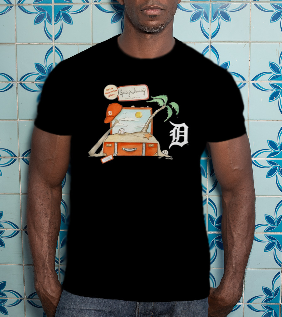 Detroit Tigers Tiny Turnip 2026 Spring Training Palm Tree Baseball Vintage Suitcase T-Shirt