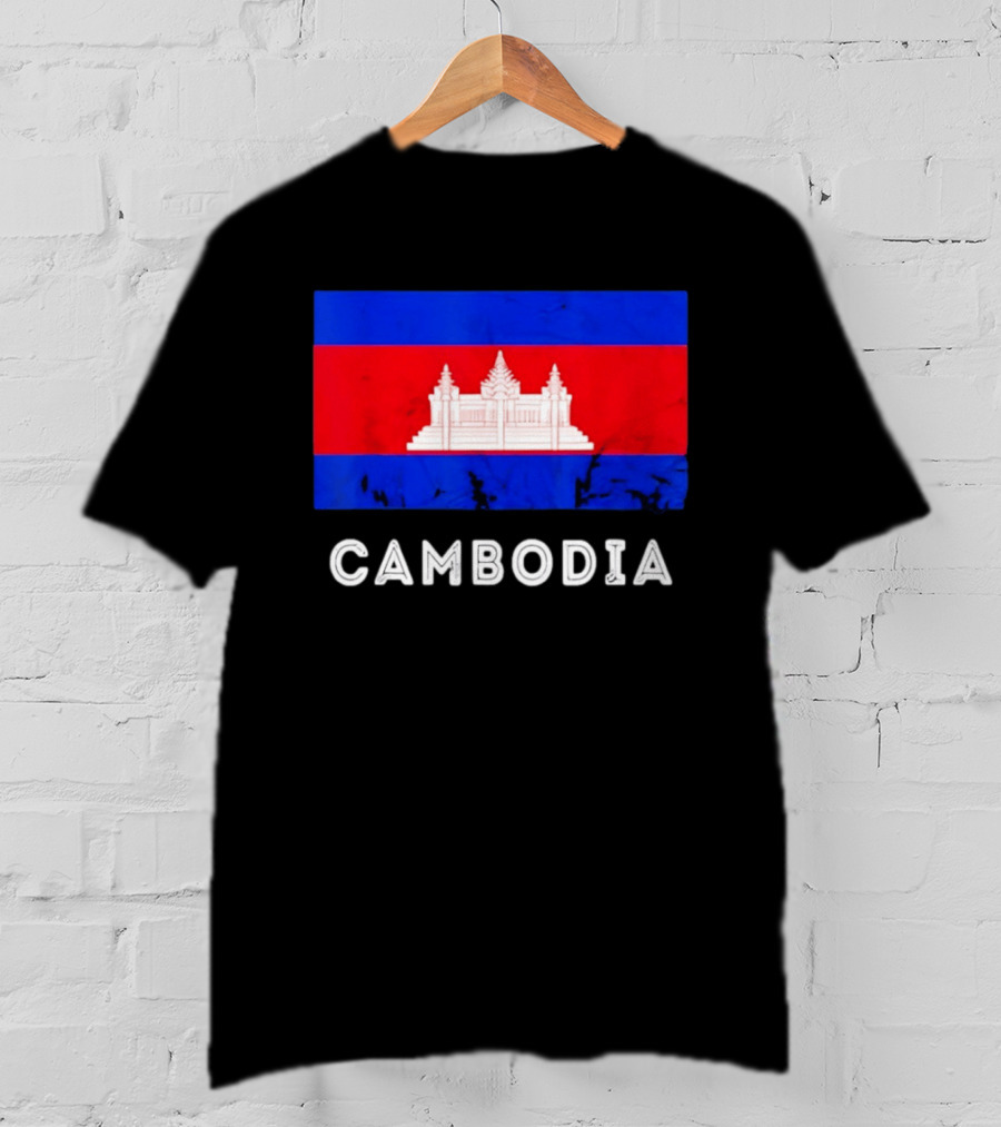 Cambodia Flag With Angkor Wat T-Shirt