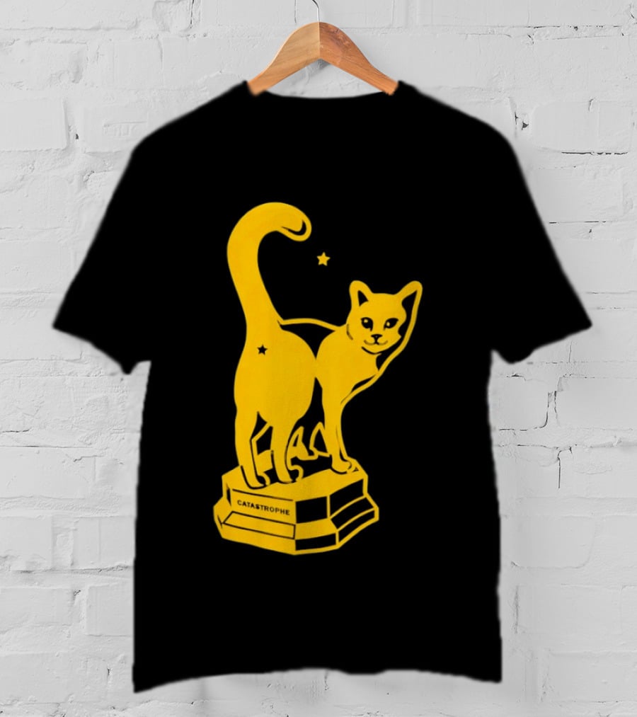 Catastrophe Cat Trophy Black Yellow Star Award T-Shirt