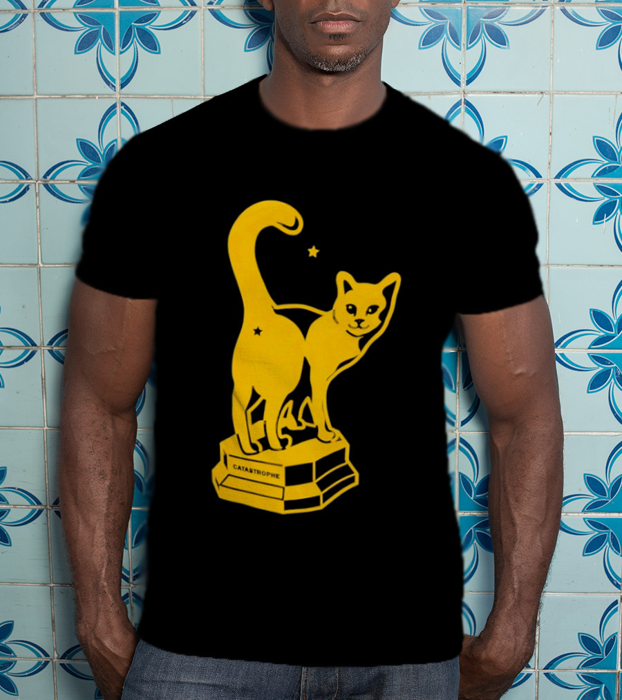 Catastrophe Cat Trophy Black Yellow Star Award T-Shirt