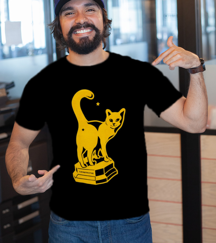 Catastrophe Cat Trophy Black Yellow Star Award T-Shirt