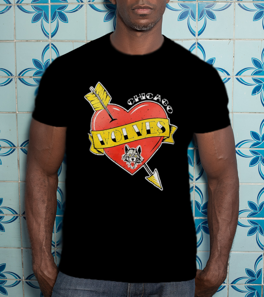 Chicago Wolves Heart Arrow Banner T-Shirt