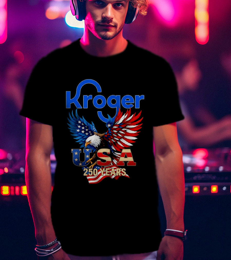 Kroger Eagle USA 250 Years American Flag T-Shirt