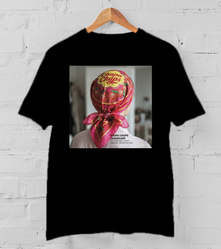 Chupa Chups Headscarf Strawberries Silk Satin Digital Print T-Shirt