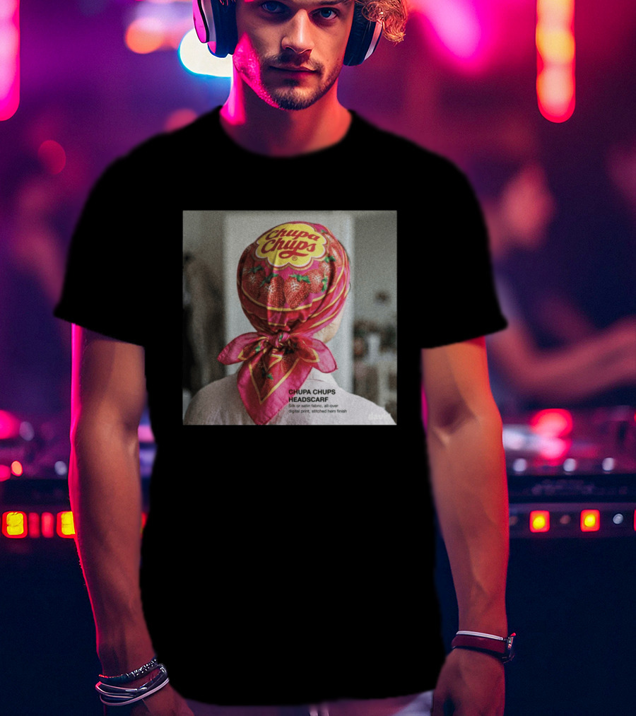 Chupa Chups Headscarf Strawberries Silk Satin Digital Print T-Shirt