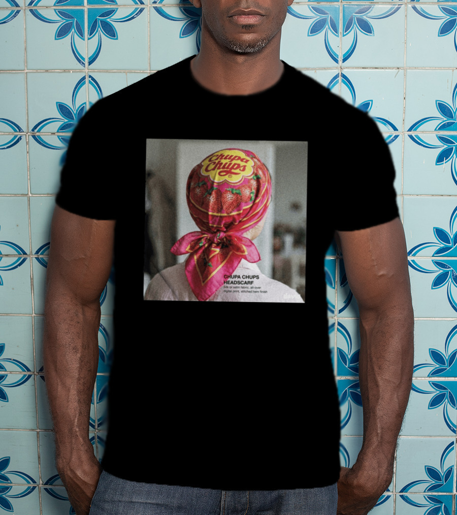 Chupa Chups Headscarf Strawberries Silk Satin Digital Print T-Shirt