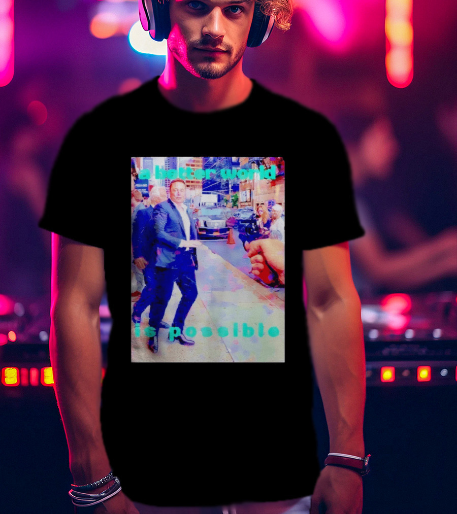 Elon Musk A Better World Is Possible Urban Street Scene T-Shirt