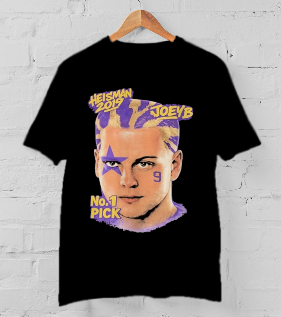 Heisman 2019 Joeyb No 1 Pick Star Face Paint Purple Hair Stripes T-Shirt