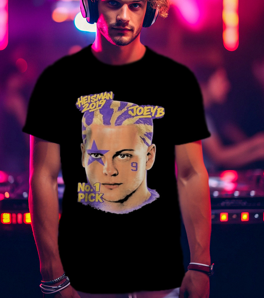 Heisman 2019 Joeyb No 1 Pick Star Face Paint Purple Hair Stripes T-Shirt