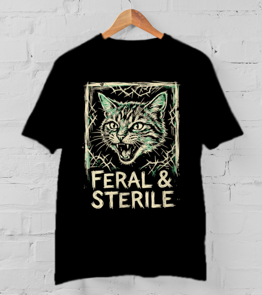 Feral And Sterile Cat Advocate Wild Feline Grunge T-Shirt