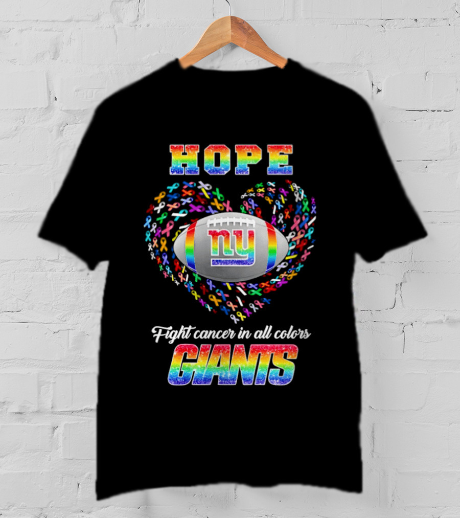 Hope Fight Cancer In All Colors New York Giants Rainbow T-Shirt