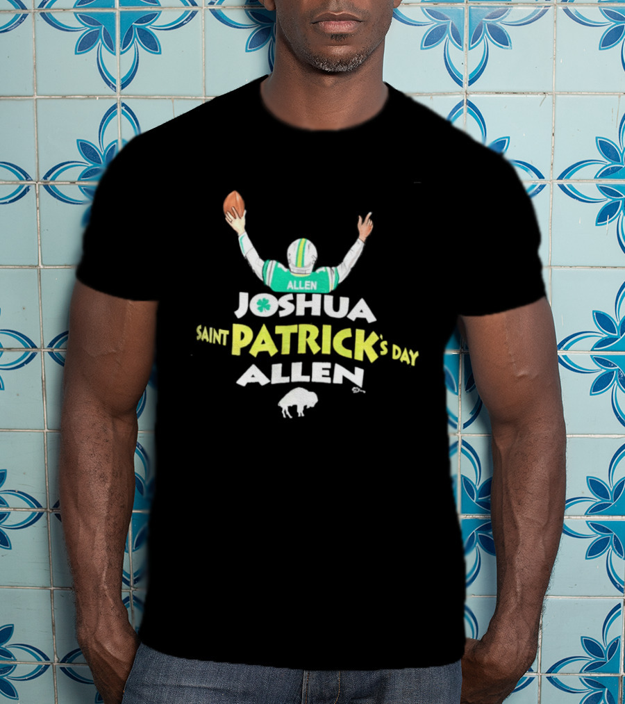 Joshua Saint Patrick's Day Allen Football Celebration With Shamrock And Buffalo T-Shirt