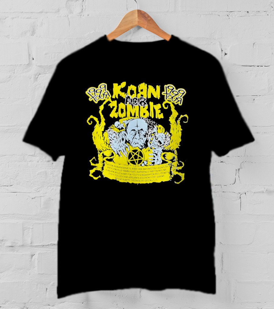Korn Rob Zombie Tour 1999 Skull And Star Pentagram T-Shirt
