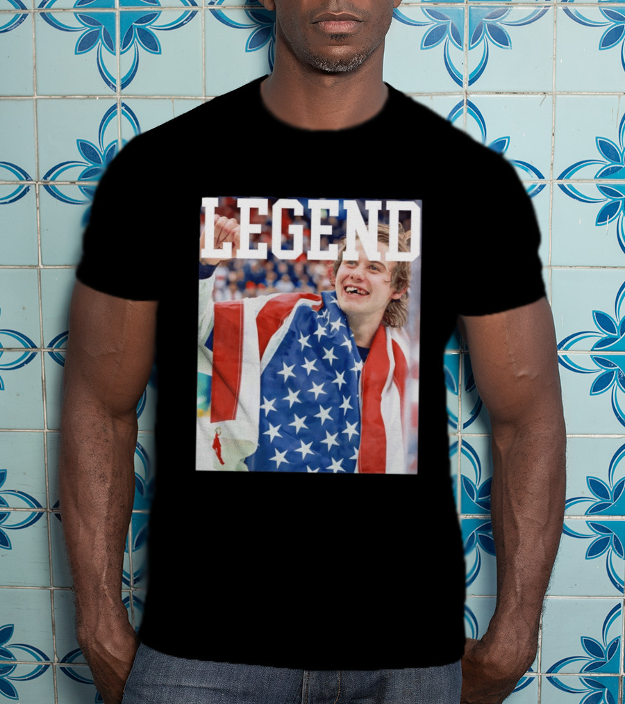 Men's Hockey USA Jack Hughes Legend American Flag Victory Celebration T-Shirt