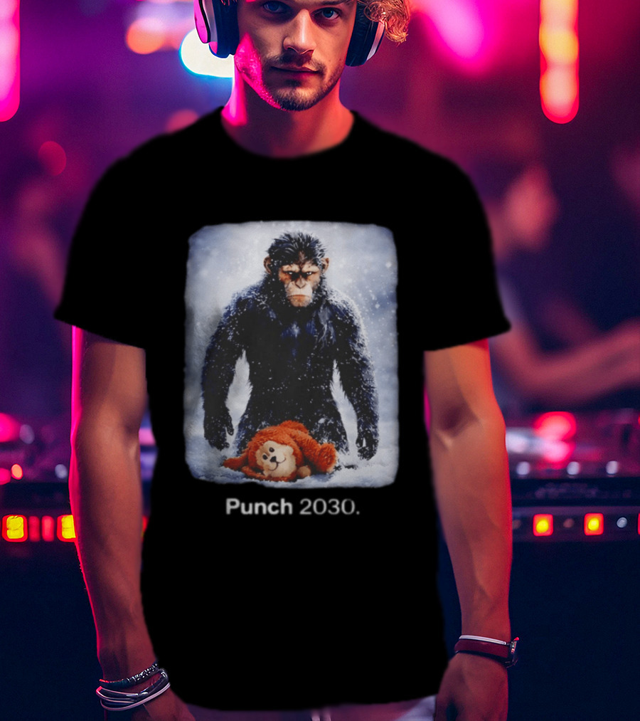 Punch 2030 Ape With Toy Snow Scene T-Shirt