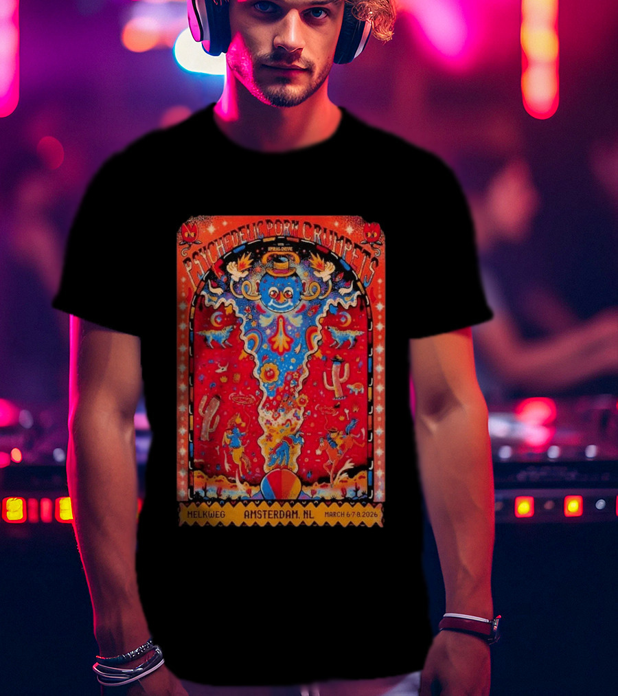 Psychedelic Porn Crumpets Live Melkweg Amsterdam March 6 8 2026 Tour T-Shirt