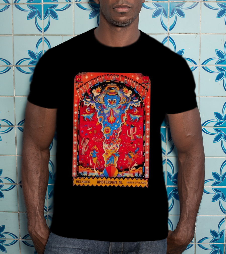 Psychedelic Porn Crumpets Live Melkweg Amsterdam March 6 8 2026 Tour T-Shirt