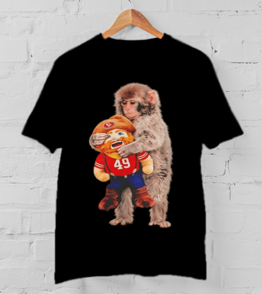 Punch Monkey Cuddling San Francisco 49ers Mascot Plush T-Shirt