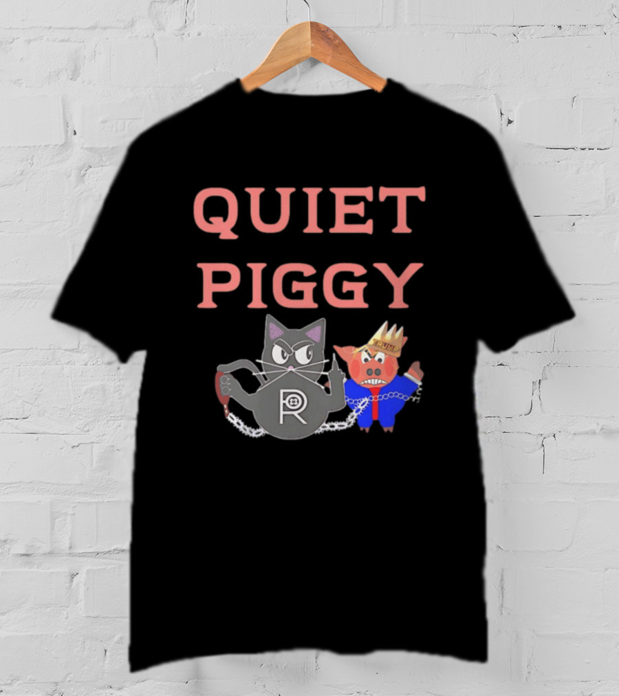 Quiet Piggy Cat Icon With Crowned Pig T-Shirt