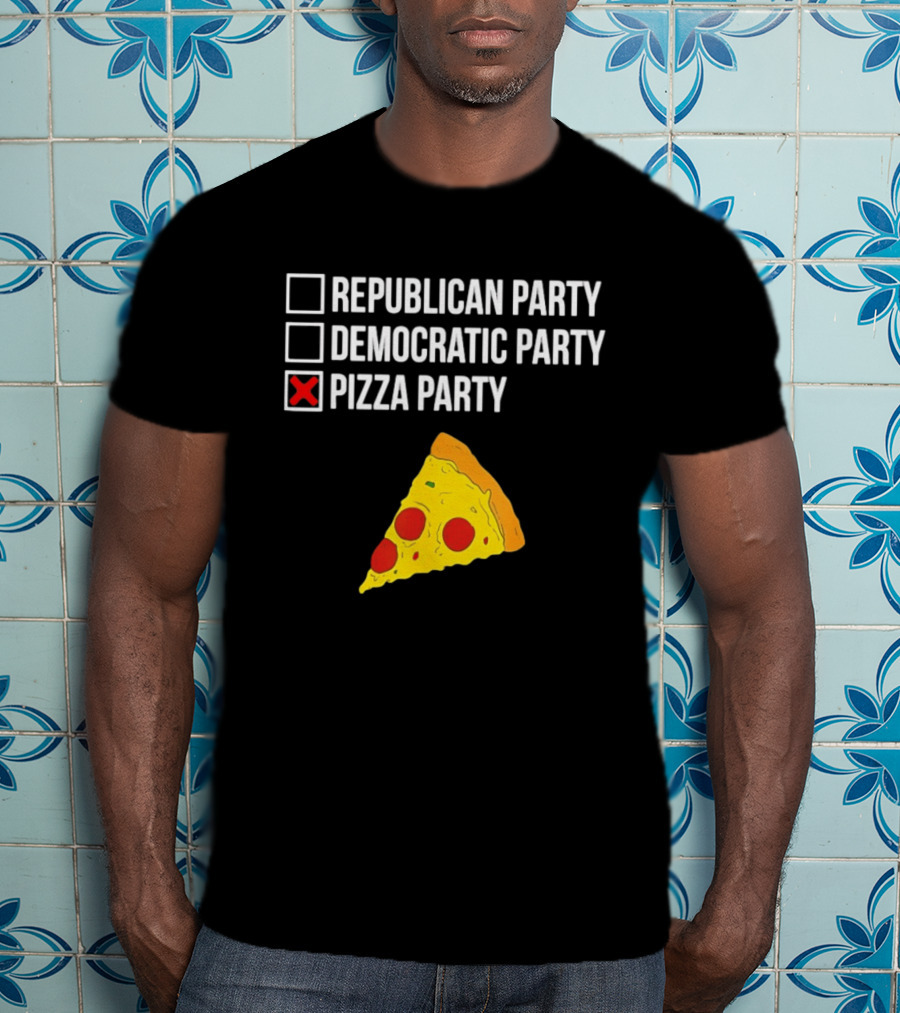 Republican Party Democratic Party Pizza Party Funny Pizza Slice Voter Humor T-Shirt
