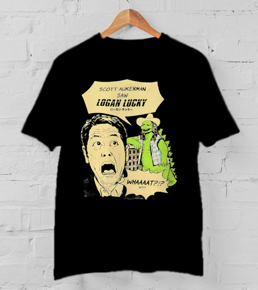 Scott Aukerman Saw Logan Lucky Japanese Text Surprised Face Monster WHAAAT?!? T-Shirt