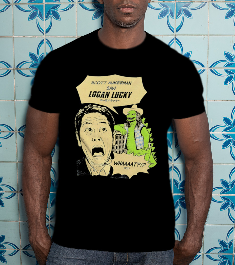 Scott Aukerman Saw Logan Lucky Japanese Text Surprised Face Monster WHAAAT?!? T-Shirt