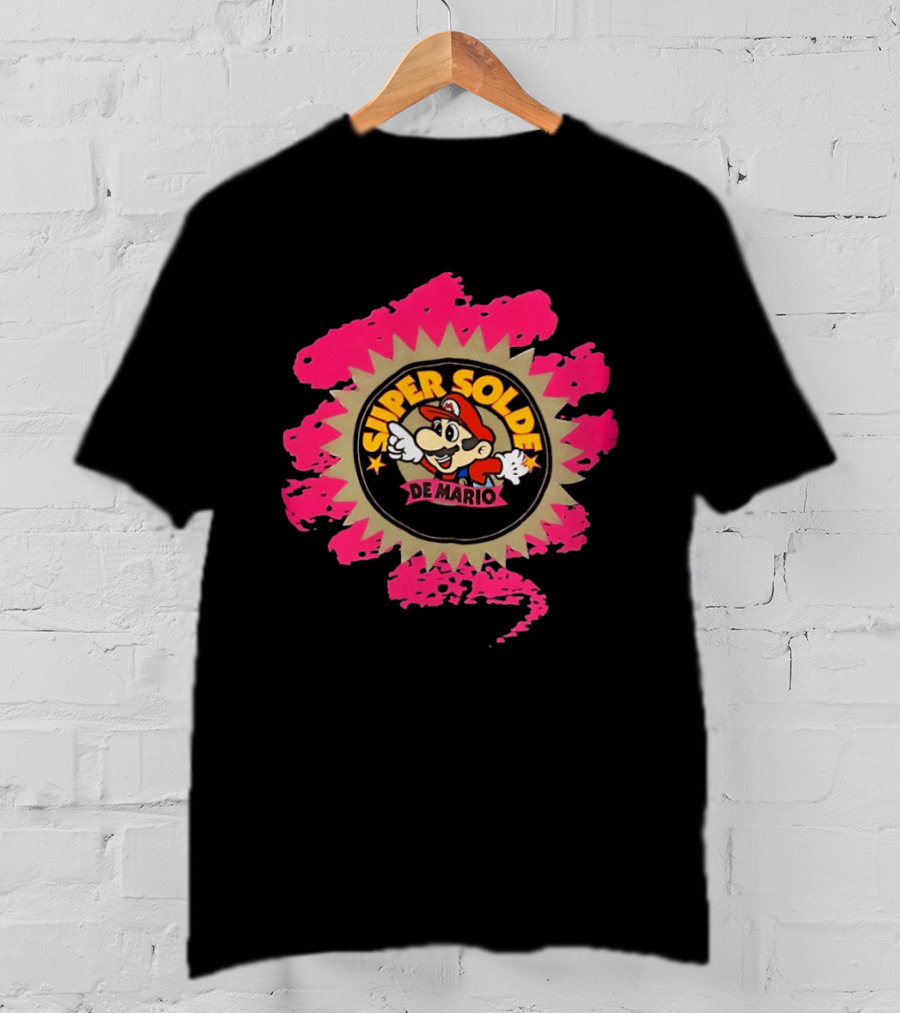 Super Solde De Mario Retro Emblem Burst T-Shirt