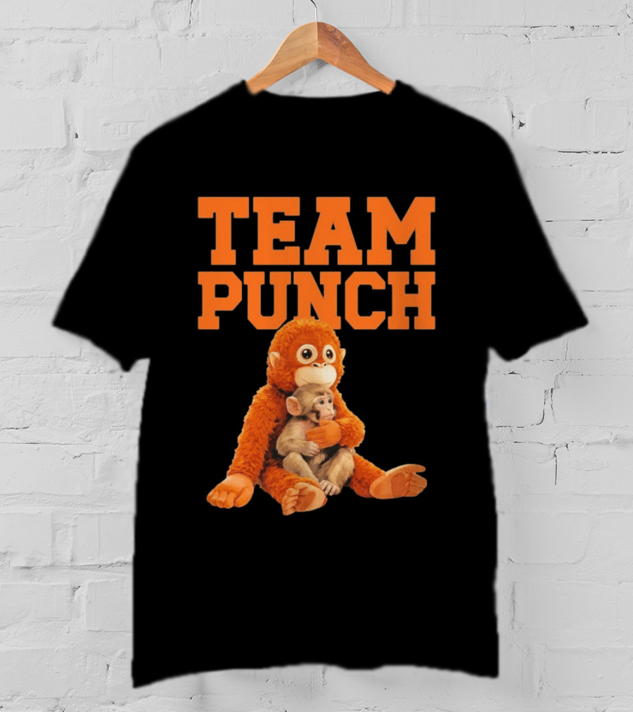 Team Punch Monkey Hugging Plush Toy T-Shirt
