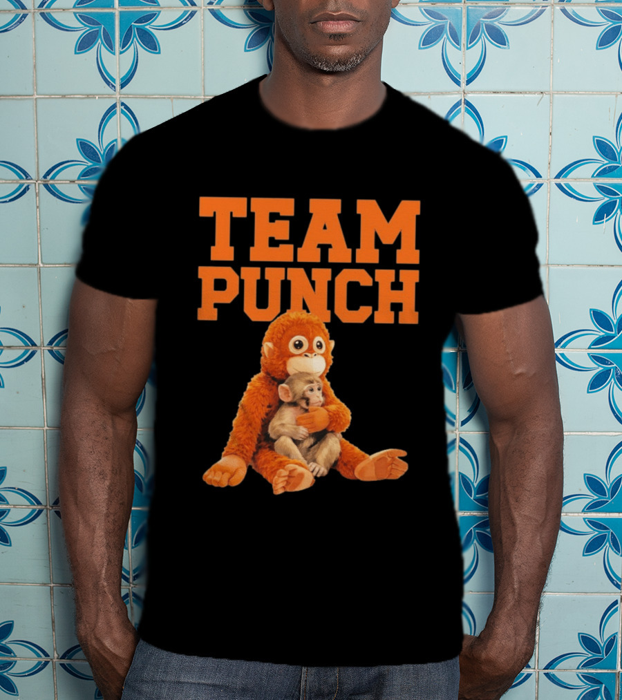 Team Punch Monkey Hugging Plush Toy T-Shirt