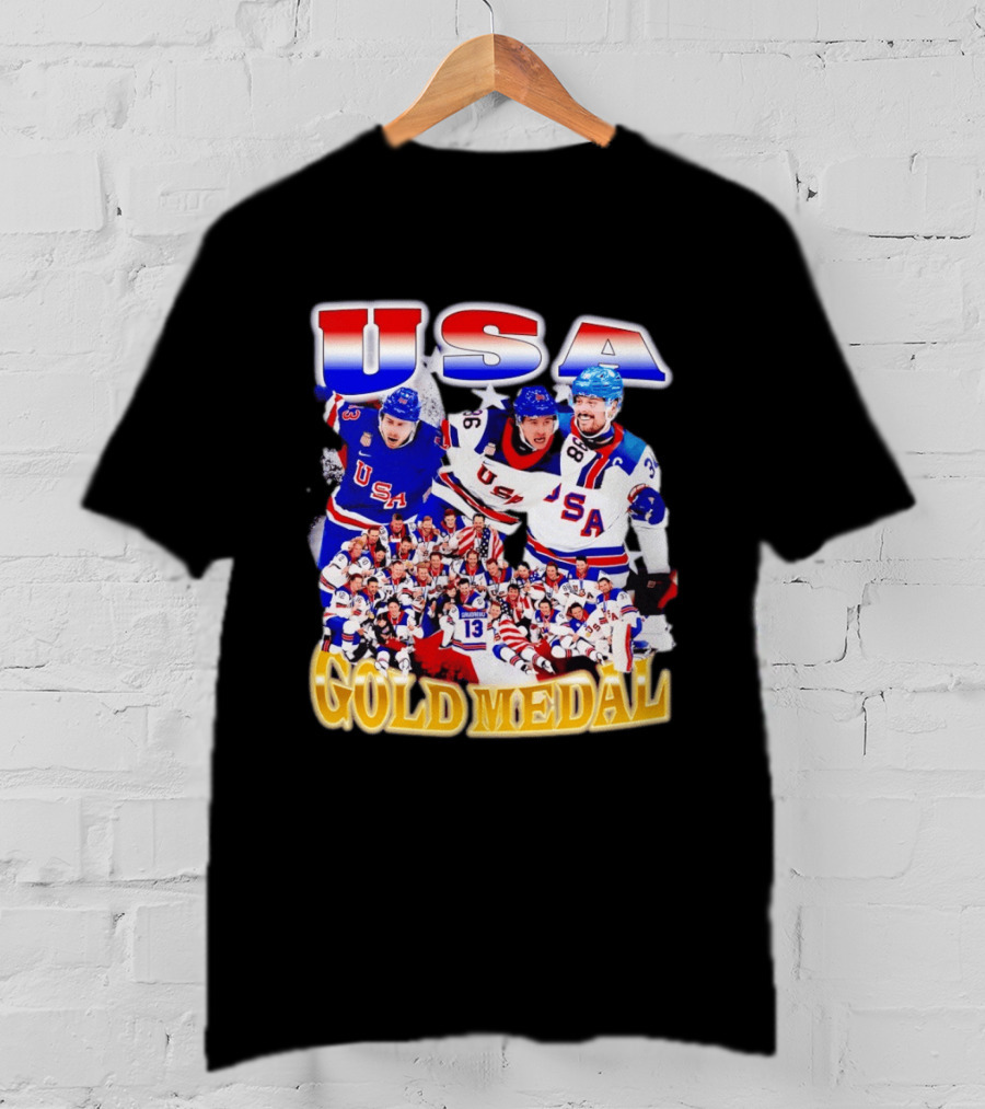 USA Gold Medal Team Vintage Bootleg Throwback T-Shirt