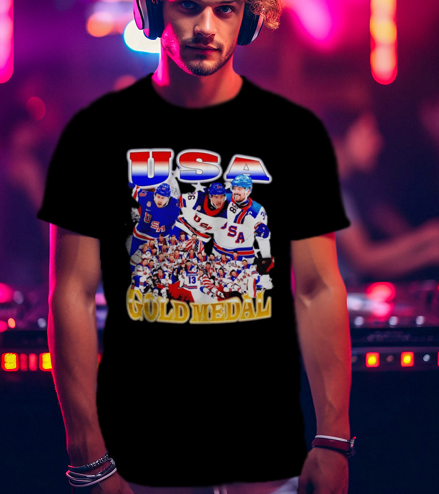 USA Gold Medal Team Vintage Bootleg Throwback T-Shirt