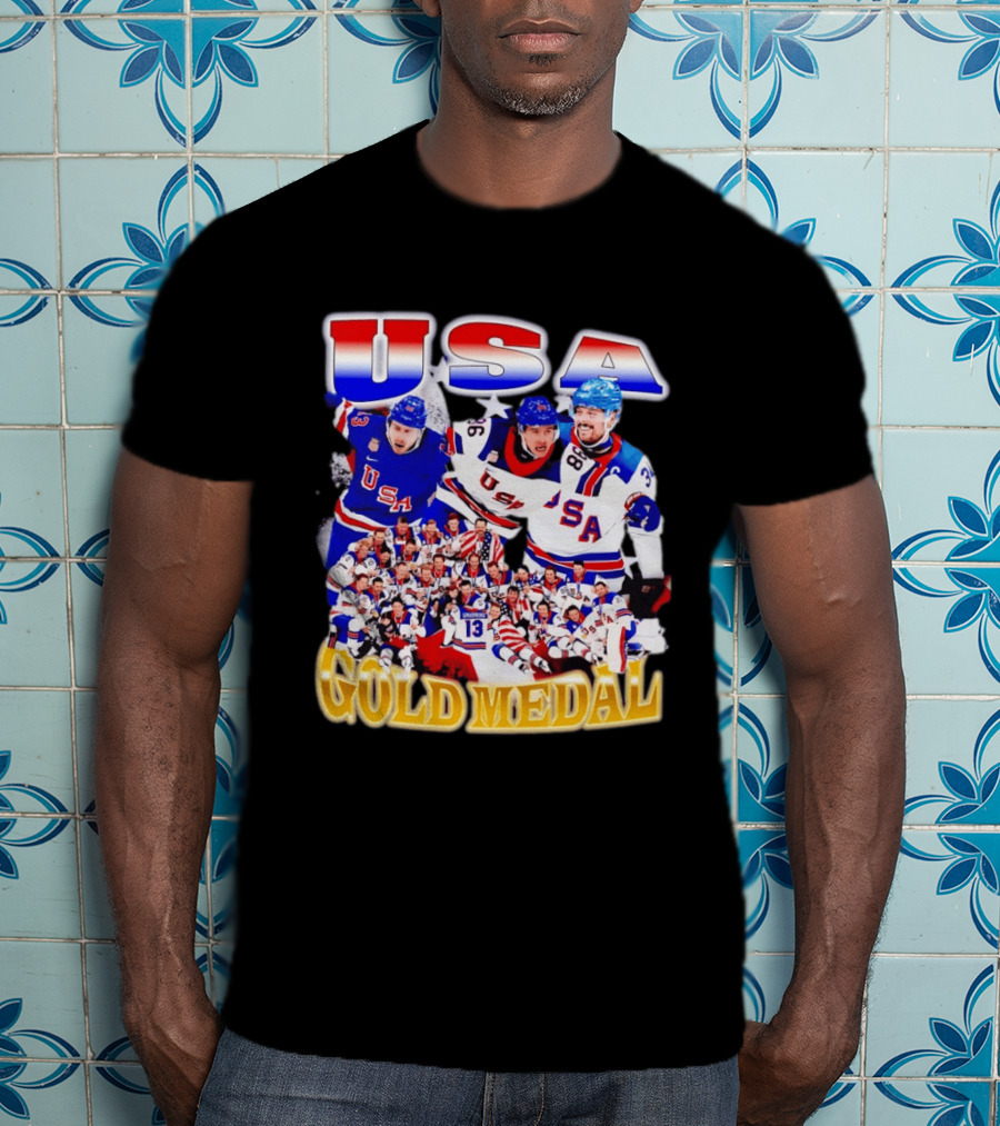 USA Gold Medal Team Vintage Bootleg Throwback T-Shirt